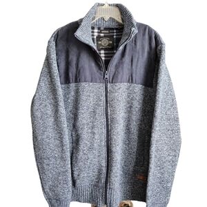 Buffalo David Bitton Mens Sherpa Fleece Lined Zip-Up Sweater Gray XL